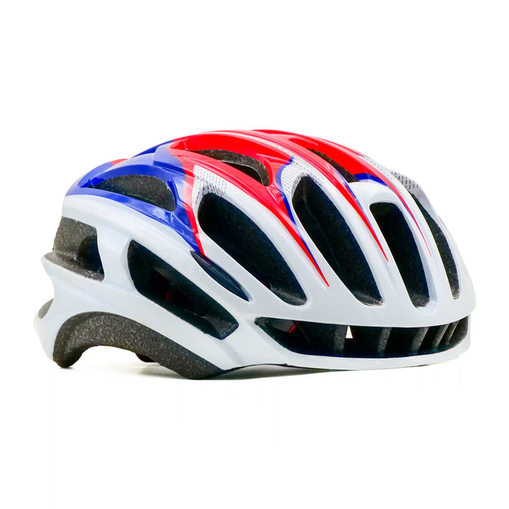 casque cycling helmet white red blue right side view