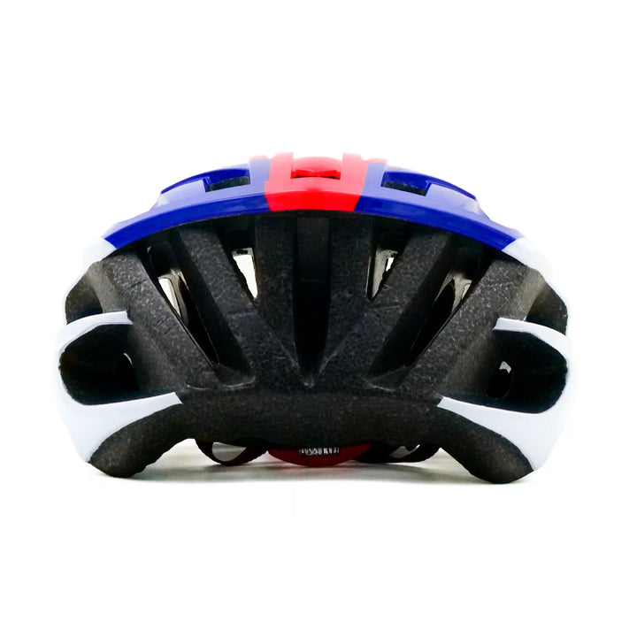 casque cycling helmet white red blue back view