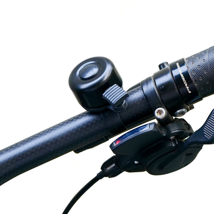 Cycle Chime Bell black fited on a handlebar
