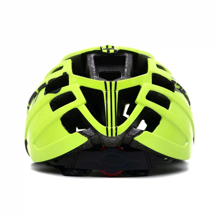 Bepositive Guardian 5.1 lime green cycling helmets back side view