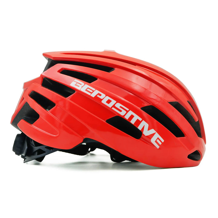 Bepositive Guardian 5.2 cycling red helmet in a  white background sideview