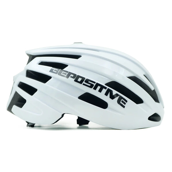 Bepositive Guardian 5.2 cycling white  helmet in a  white background sideview