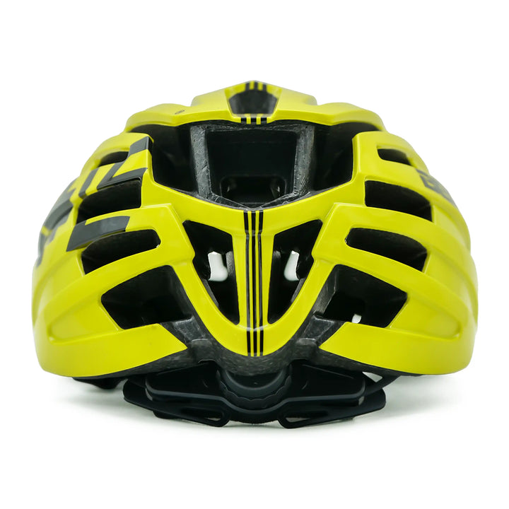 Bepositive Guardian 5.2 cycling yellow helmet in a white background backview