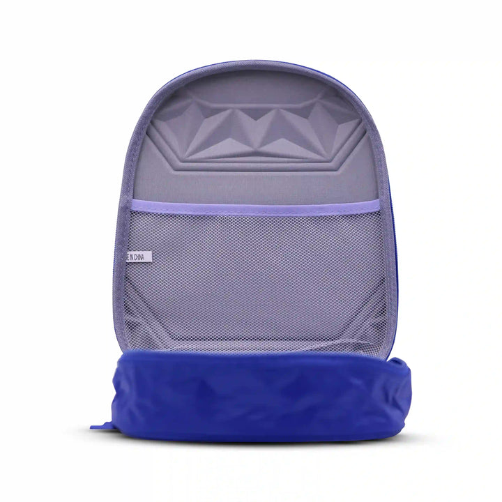 Purple backpack with a blue base on a white background