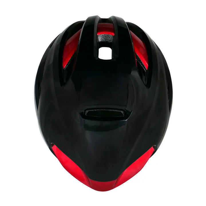 odyssey cycling helmet black red top view