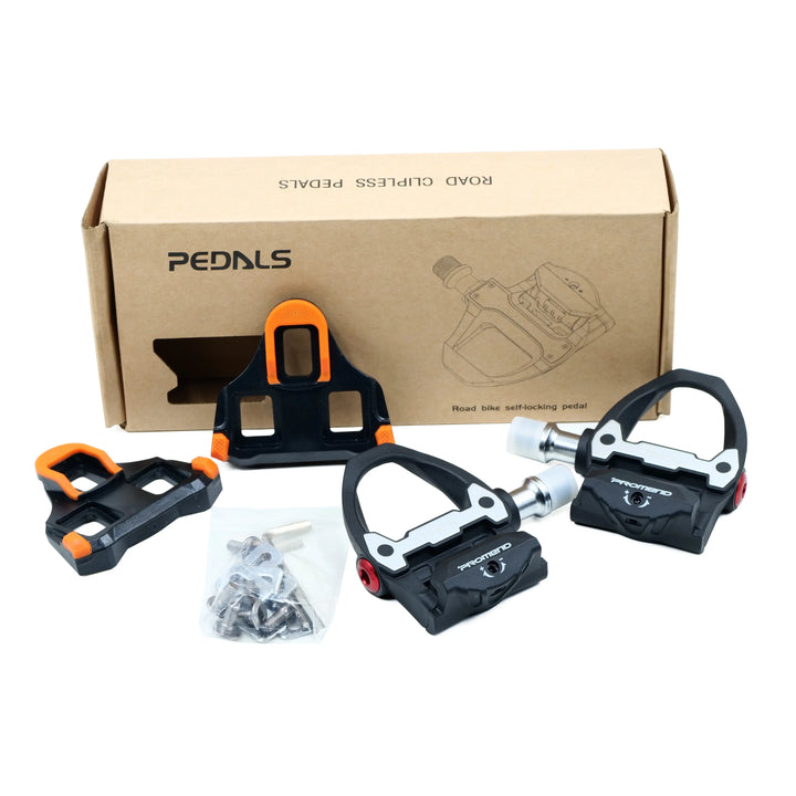 promend clipless pedal +spd -sl cleats combo - orange all view