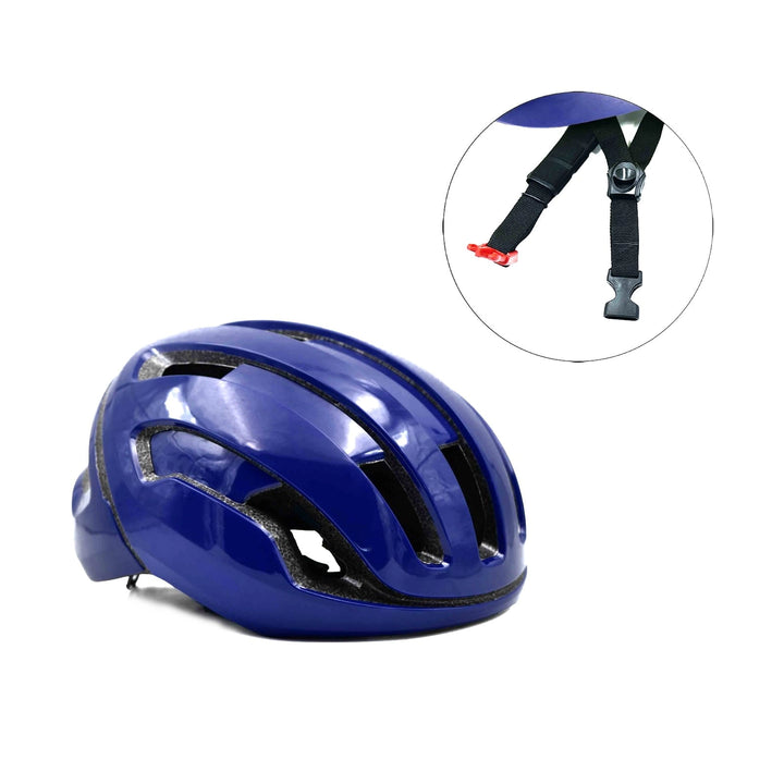 Recon bicycle helmet blue strap view