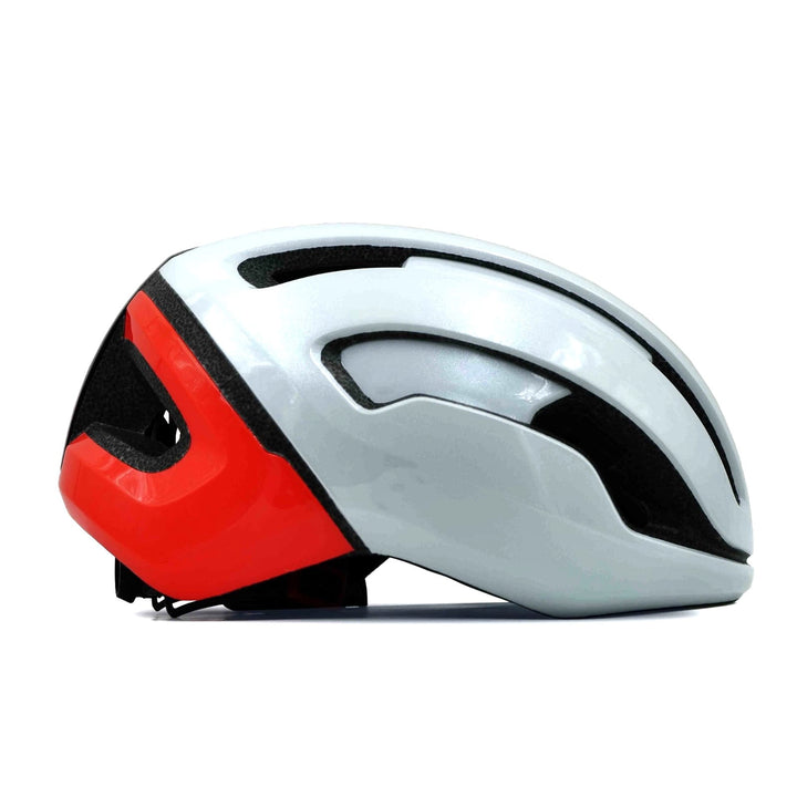 Recon bicycle helmet orange grey right side view