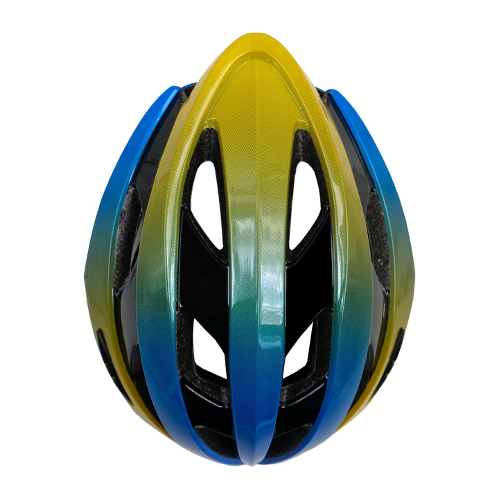 rio cycling helmet blue yellow top view