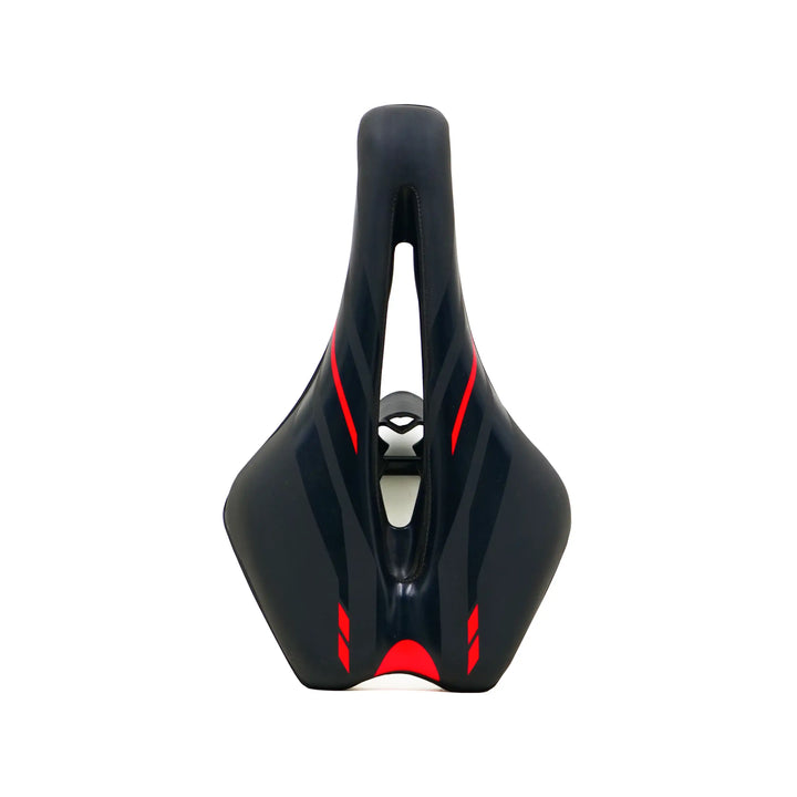 Road Bicycle Narrow Cutout Sporty Saddle black red top view