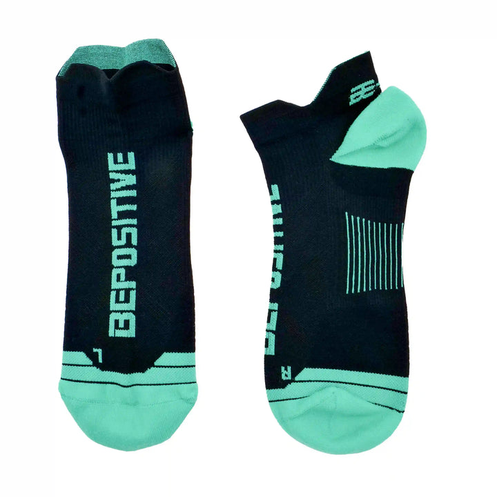 Bepositive Sports Ankle Socks black blue full view