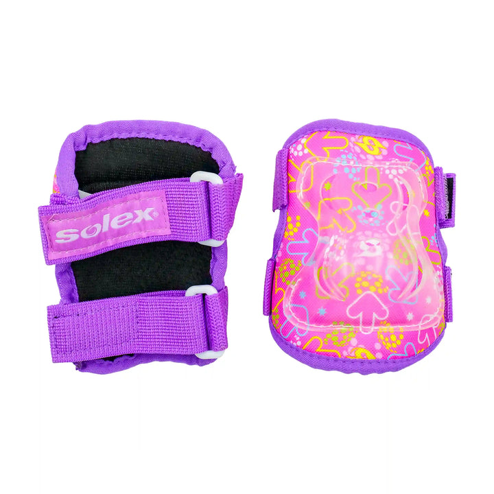 solex protective gear pink purple knee pads view