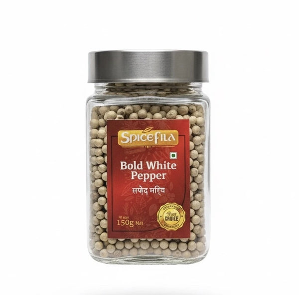 spicefila bold white pepper frontview in a white background 
