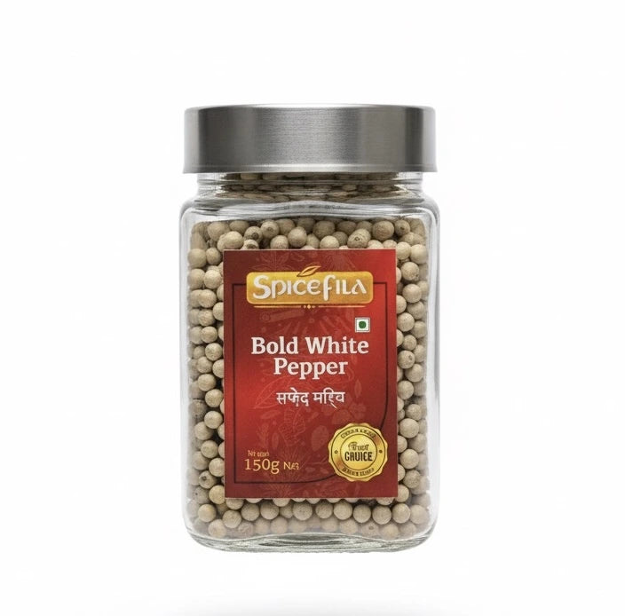 spicefila bold white pepper frontview in a white background 