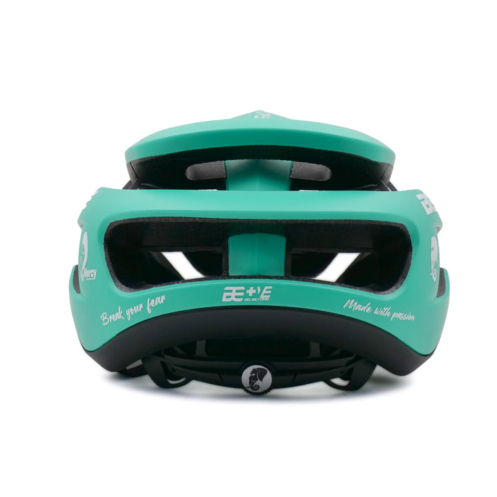 torque cycling helmet turquoise blue back side view