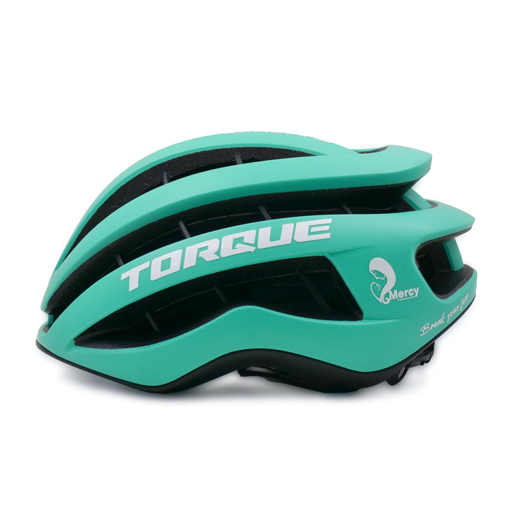 torque cycling helmet turquoise blue lef side view