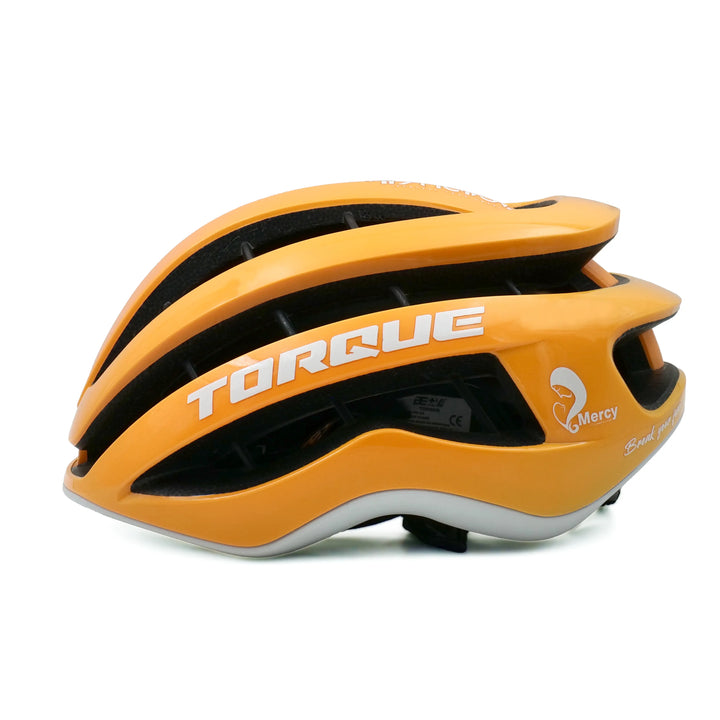 torque cycling helmet orange left side view