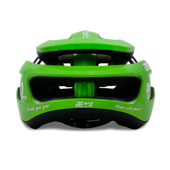 torque cycling helmet green back side view