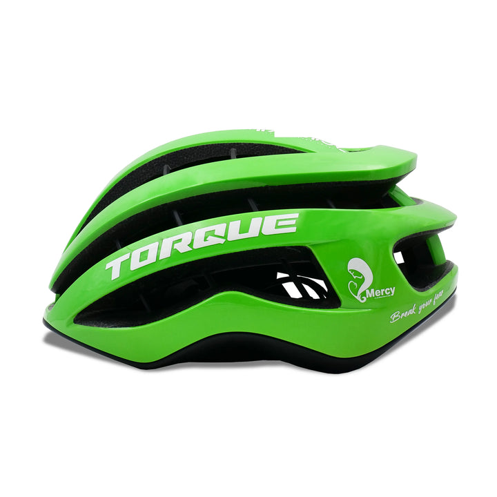 torque cycling helmet green left side view