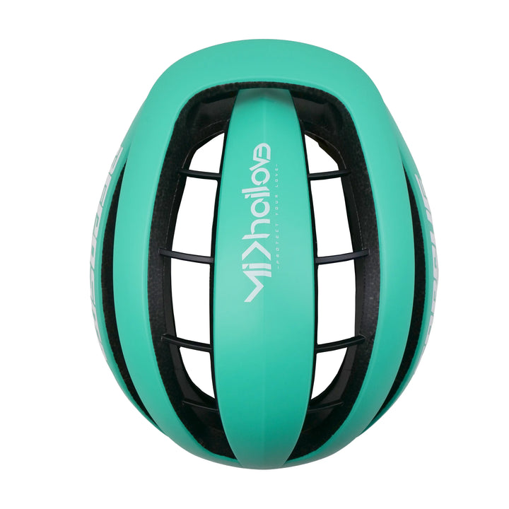 torque cycling helmet turquoise blue top side view