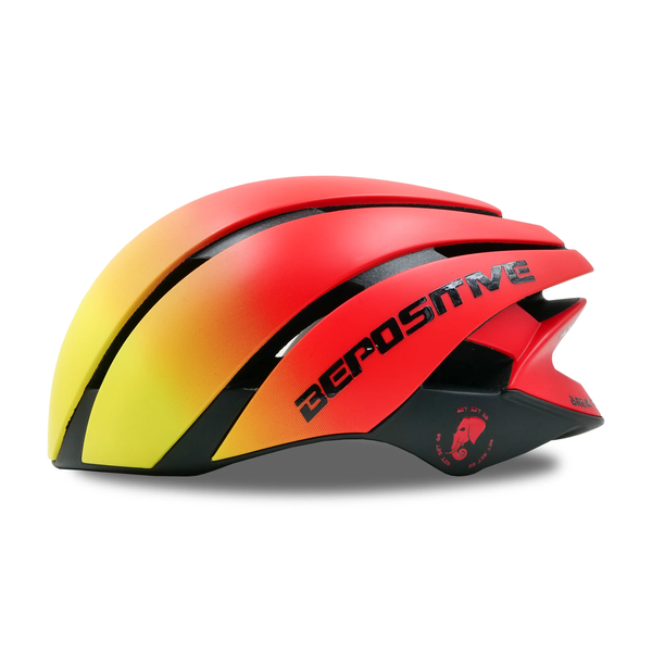 watts cycling helmet yellow red side view