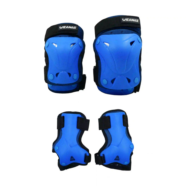 Weanas Skating Helmet & Protective Gear Set blue knee guard and e
bow guard