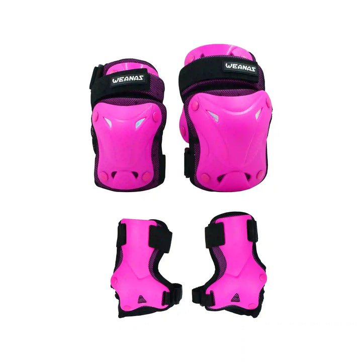 Weanas Skating Helmet & Protective Gear Set pink knee guard and elbow guard
